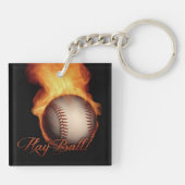 Vierkant Sleutelhanger van de Baseball Pattern-lov (Achterkant)