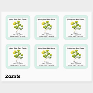 Vierkant Sticker Productlabel met Ginkgo Bladeren