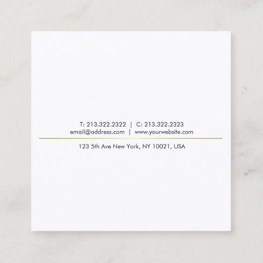 Vierkant Stijlvol Minimalistisch Ontwerp Goud Plai Vierkante Visitekaartje (Achterkant)