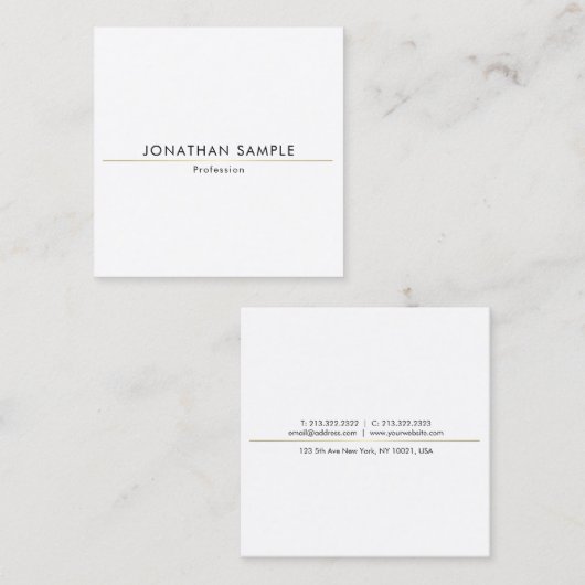 Vierkant Stijlvol Minimalistisch Ontwerp Goud Plai Vierkante Visitekaartje (Voorkant / Achterkant)