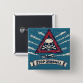 Vierkant Stop Chemtrails Knop Vierkante Button 5,1 Cm (Voorkant /achterkant)