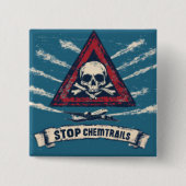 Vierkant Stop Chemtrails Knop Vierkante Button 5,1 Cm (Voorkant)