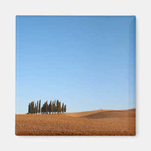 Vierkant Toscaanse landschap met cypersbomen magne Magneet