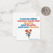 Vierkant Twelfde nacht Shakespeare Notitiekaartje (Voorkant / Achterkant in situ)