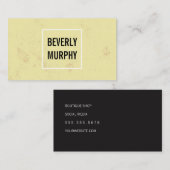 Vierkant versiering en geel textiel visitekaartje (Voorkant / Achterkant)