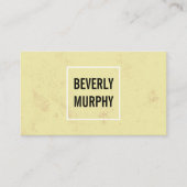 Vierkant versiering en geel textiel visitekaartje (Voorkant)