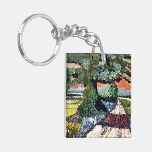 Vierkant vierkante Sleutelhanger met dubbele steel (Voorkant Links)