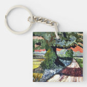 Vierkant vierkante Sleutelhanger met dubbele steel (Voorkant)