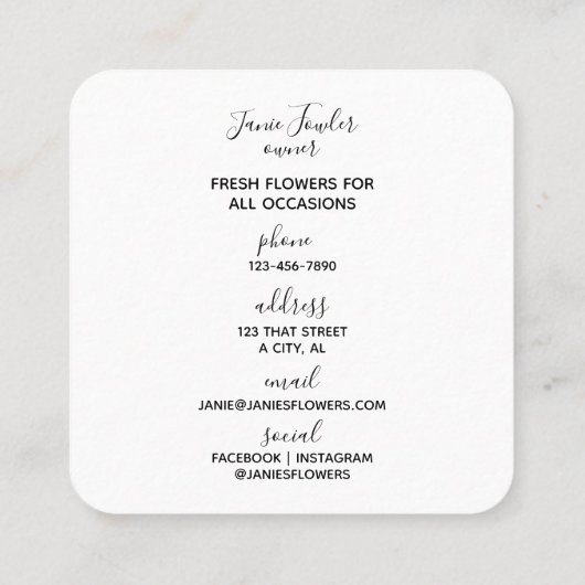 Vierkant Visitekaartje (Achterkant)