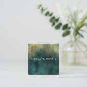 Vierkant Visitekaartje Gold en Blauwgroen Beauty S (Staand voorkant)