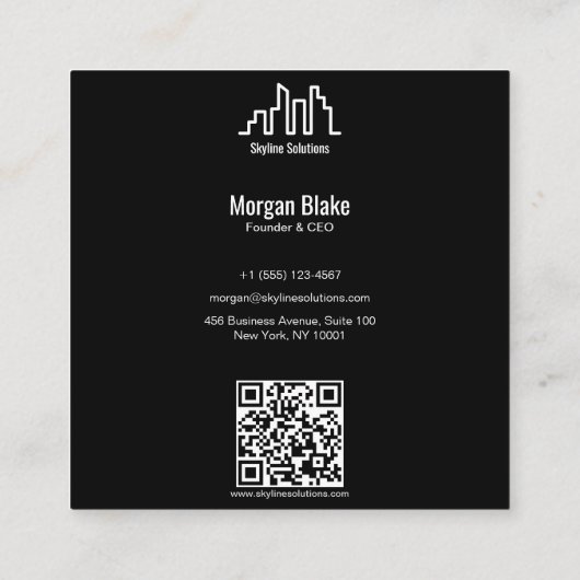 Vierkant Visitekaartje met minimalistisch donker o (Achterkant)