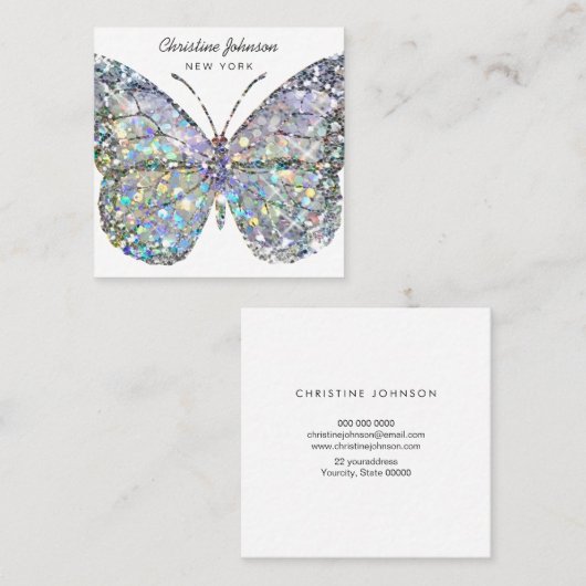 vierkant visitekaartje met vlindermodel (Voorkant / Achterkant)