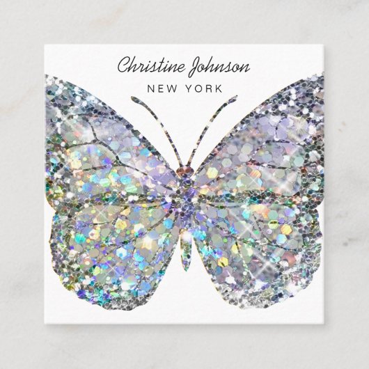 vierkant visitekaartje met vlindermodel (Voorkant)