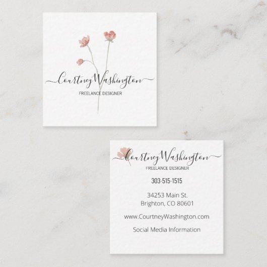 Vierkant Visitekaartje Minimale waterverf (Voorkant / Achterkant)