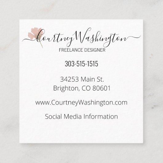 Vierkant Visitekaartje Minimale waterverf (Achterkant)