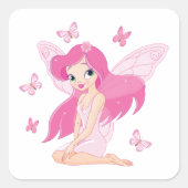 Vierkant vlinderbloemigen vierkante sticker (Voorkant)