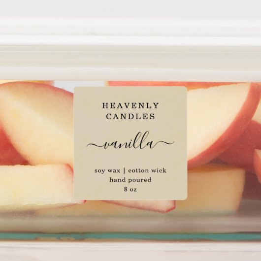 Vierkant -- VOLLEDIG BEWERKBARE Kaars Sticker Labe (Aangebracht)