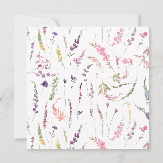 Vierkant Waterverf van bloemen Kaart (Achterkant)