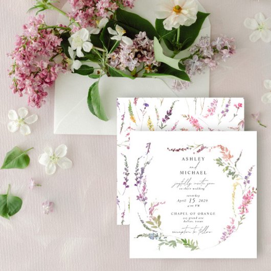 Vierkant Waterverf van bloemen Kaart