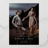 vierkant weg | Moderne verticale foto slaat de dat Folie Uitnodiging (Voorkant)