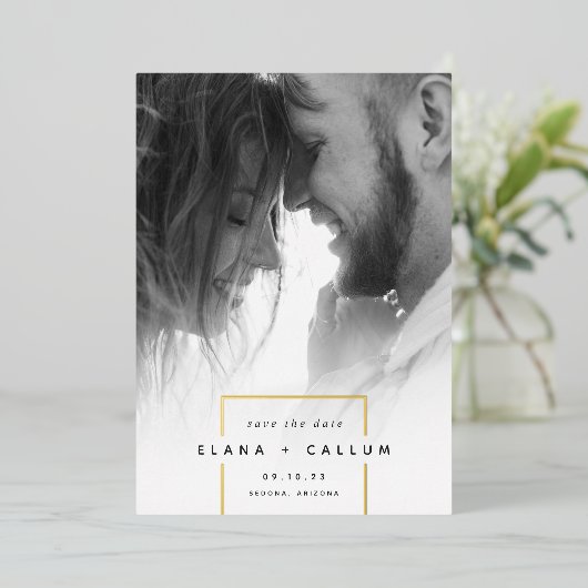 vierkant weg | Moderne verticale foto slaat de dat Folie Uitnodiging (Staand Voorkant)