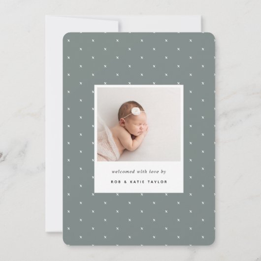 vierkant weg | Verticale fotogeboorte Aankondiging (Achterkant)