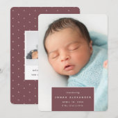 vierkant weg | Verticale fotogeboorte Aankondiging (Voorkant / Achterkant)