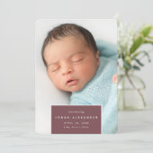 vierkant weg | Verticale fotogeboorte Aankondiging (Staand voorkant)