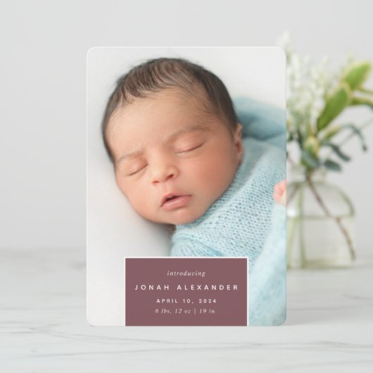 vierkant weg | Verticale fotogeboorte Aankondiging (Staand voorkant)