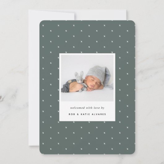 vierkant weg | Verticale fotogeboorte Aankondiging (Achterkant)