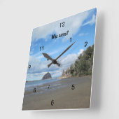 Vierkant: "Wie geeft er om?" Wandklok (Hoek)