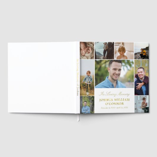 Vierkant wit 9 fotocollage in liefdevolle herinner gastenboek (Volledig)
