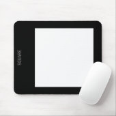 Vierkant - wit op zwart muismat (Met muis)