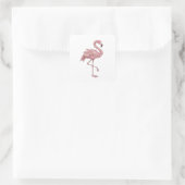 Vierkant Zilver FLAMINGO Vierkante Sticker (Tas)