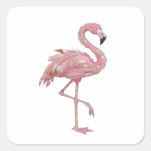 Vierkant Zilver FLAMINGO Vierkante Sticker