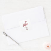 Vierkant Zilver FLAMINGO Vierkante Sticker (Envelop)