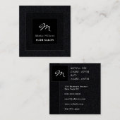 Vierkant zwart dubbel lijst monogram vierkante visitekaartje (Voorkant / Achterkant)