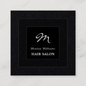 Vierkant zwart dubbel lijst monogram vierkante visitekaartje (Voorkant)