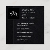 Vierkant zwart dubbel lijst monogram vierkante visitekaartje (Achterkant)