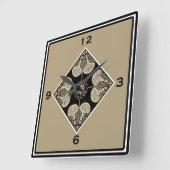 Vierkant Zwart en Tan Wandklok (Hoek)