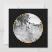 Vierkant Zwart & Wit met Gouden Moody Save The Dat Date (Achterkant)