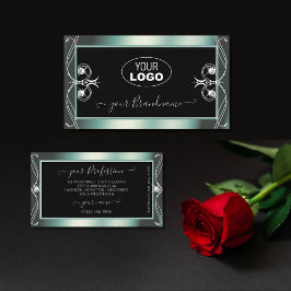 Vierkant zwarte en Blauwgroen Sparkle Diamonds voe Visitekaartje