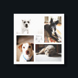 Vierkante aangepaste familie huisdier 4-foto canva canvas afdruk<br><div class="desc">Leg de herinneringen van het jaar vast in een aanpasbare vierkante print met vier van uw favoriete huisdierenfoto's,  naam en jaar.</div>