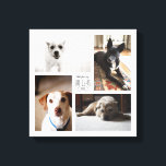 Vierkante aangepaste familie huisdier 4-foto canva canvas afdruk<br><div class="desc">Leg de herinneringen van het jaar vast in een aanpasbare vierkante print met vier van uw favoriete huisdierenfoto's,  naam en jaar.</div>
