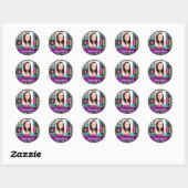 Vierkante abstracte fotomodellen ronde sticker (Vel)