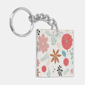 Vierkante Acryl Bloemensleutelhanger Sleutelhanger (Voorkant Links)