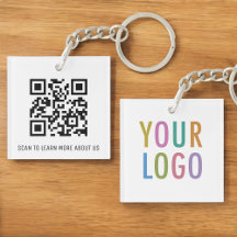 Vierkante Acryl QR-code Sleutelhanger met Zakelijk
