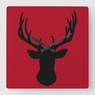 Vierkante acrylwandklok - Stag Deer Head Klok