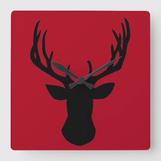 Vierkante acrylwandklok - Stag Deer Head Klok (Voorkant)