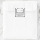 Vierkante Art Deco Boekplaat Ex Libris in Zwart Vierkante Sticker (Tas)
